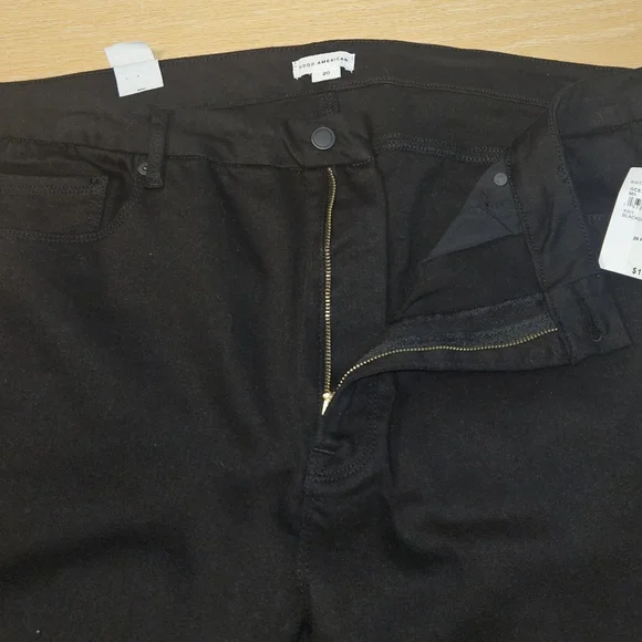 Good American Good Curve Straight Black Denim: 20 Plus 28" Inseam - Picture 8 of 13